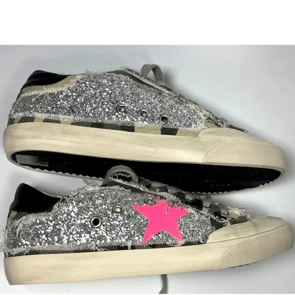 Mi.iM Grande Rubber Sole Lace-up Contrast Glitters Star Sneakers, Size 7.5